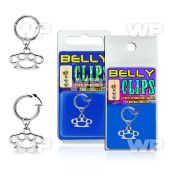 4b6mzly fake belly clip dangling brass knuckle design belly piercing