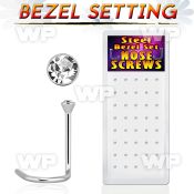 4f3eps box w surgical steel nose screw spirals 1mm round flat nose piercing