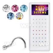 4f3epz4 box w surgical steel nose screw spirals 0 8mm 2mm round nose piercing