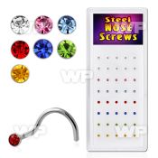 4f3epz box w surgical steel nose screw spirals 0 8mm 2mm round nose piercing
