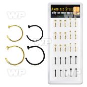 4f6bu9 box w of gold black ion plated 316l steel fake nose cli nose piercing
