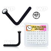 4f7z box of black acrylic l shaped nose studs 0 8mm 1 5mm rou nose piercing