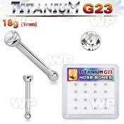 4fhu4e box w g23 titanium nose bone 1mm press fit crystal top nose piercing