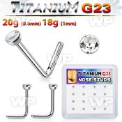 4fhube titanium l shaped nose pins clear bezel setting 16pcs
