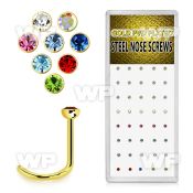4fu3k4 box w gold ion plated surgical steel nose screw spirals nose piercing