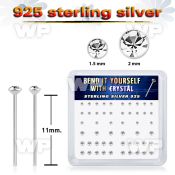 4funj6t silver nose studs 22g clear crystals 52