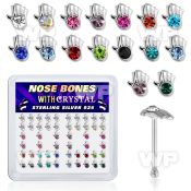 4fx1j box w silver 925 nose bone h shaped top mixed color cry nose piercing