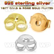 4hr9ks 1 pair of real 18kt gold finish 925 silver butterfly