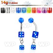 4u181 steel belly ring 5 6mm acrylic uv dices dangling 4mm belly piercing