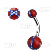 4u1f3 steel belly ring 5 8 mm acrylic ball sconfederate flag belly piercing