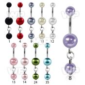 4u1mae steel belly ring faux pearl balls dangling 6mm pearl belly piercing