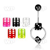 4u3b18 steel belly banana 1 6mm 5mm acrylic ball on the upper belly piercing