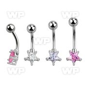 4u3rg implant grade steel belly ring w 8mm star prong cz stone