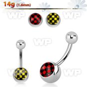 4u6xw steel belly ring acrylic checker ballsepoxy covered logo belly piercing