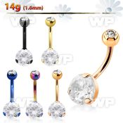 4ua1gtc4r pvd finish steel casting belly ring 14g cz jewel