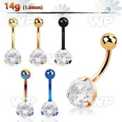 4ua1gtr pvd finish steel casting belly ring 14g cz ball