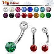 4uday steel belly ring 5mm upper steel ball 6mm multi crystal belly piercing