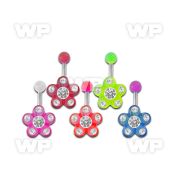 4uhqdbep steel belly ring w acrylic flower crystal petals crysta belly piercing