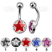 4ujrckp steel belly ring w ferido glue crystals in star design belly piercing