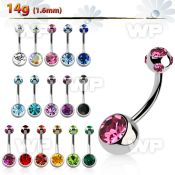 4uk6ijc steel belly ring w dangling upper 5mm multi jewel ball belly piercing