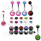 4uk76i steel belly ring w 8mm 5mm acrylic jewel ball length 10m belly piercing