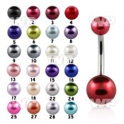 4uma4 steel belly ring 5mm 8mm faux pearl ball belly piercing