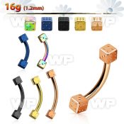 4urk18 ion plated 316l steel micro banana w 3mm dices eyebrow piercing