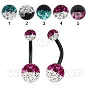4urkdaiw ion plated steel belly ring multi crystal ferido glued belly piercing