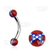4uw1f3 316l steel micro banana w 3mm confederate flag acrylic eyebrow piercing