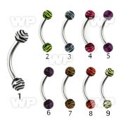 4uw1fc 316l steel micro banana w 3mm acrylic ballszebra stripes eyebrow piercing