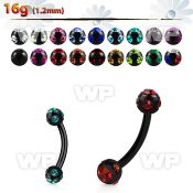 4uw26z ion plated surgical steel banana 1 2mm 3mm multi jewel eyebrow piercing
