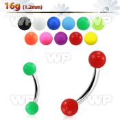4uw374 316l steel micro banana w 3mm acrylic solid colored balls eyebrow piercing