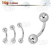 4uw40 316l steel micro banana w 4mm ball eyebrow piercing