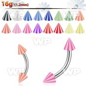 4uw4w6u 316l steel micro banana w 3mm acrylic beach cones length eyebrow piercing