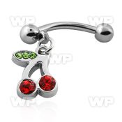 4uwa00l 316l steel micro banana w 3mm steel balls dangling red eyebrow piercing