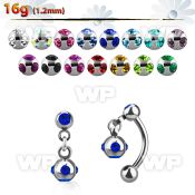 4uwat 316l steel micro banana w 3mm press fit jewel balls dang eyebrow piercing