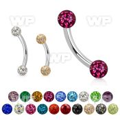 4uwdaz 316l steel micro banana w 3mm multi crystal ball epoxy eyebrow piercing