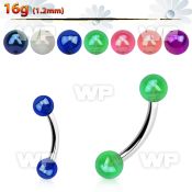 4uwhq474 316l steel micro banana w 3mm ab coated acrylic ball eyebrow piercing