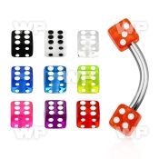 4uwk18 316l steel micro banana w 3mm uv dices eyebrow piercing