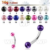 4uwma 316l steel micro banana w 3mm faux pear ball eyebrow piercing