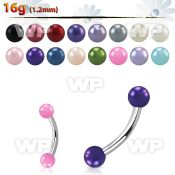4uwma 316l steel micro banana w 3mm faux pear ball eyebrow piercing