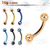4uwr4 ion plated 316l steel micro banana w 3mm ball eyebrow piercing