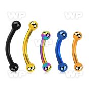 4uwr4ks ion plated 316l steel micro banana w 2 5mm ball eyebrow piercing