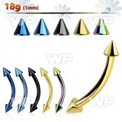 4uwr6uk ion plated 316l steel micro banana 1mm 2mm cones eyebrow piercing