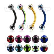 4uwr6z ion plated 316l steel micro banana w 3mm multi jewel ball eyebrow piercing