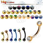 4uwrk6 ion plated 316l steel micro banana w 3mm bezel jewel ball eyebrow piercing