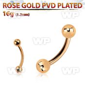 4uwrr4 ion plated 316l steel micro banana w 3mm balls length 8mm eyebrow piercing