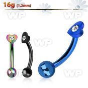 4uwrxc ion plated 316l steel micro banana w small heartcenter eyebrow piercing