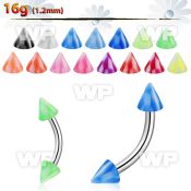 4uwu62 316l steel micro banana w 3mm acrylic checker cones lengt eyebrow piercing