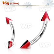 4uwu77 316l steel micro banana w 3mm acrylic red black uv cone eyebrow piercing